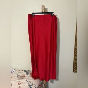 a new day Bold Red Maxi Skirt - Smooth Long Silhouette